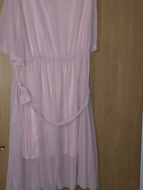 SHEIN Pale Pink Sheer Midi Dress